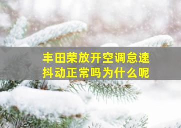 丰田荣放开空调怠速抖动正常吗为什么呢