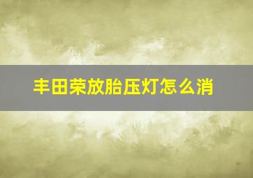 丰田荣放胎压灯怎么消