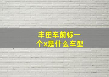 丰田车前标一个x是什么车型