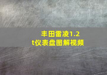 丰田雷凌1.2t仪表盘图解视频