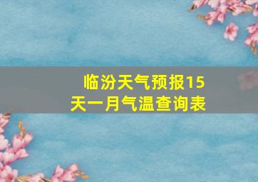 临汾天气预报15天一月气温查询表