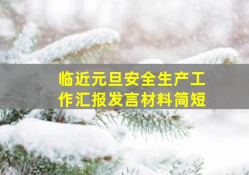 临近元旦安全生产工作汇报发言材料简短