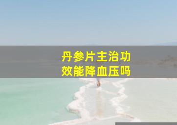 丹参片主治功效能降血压吗