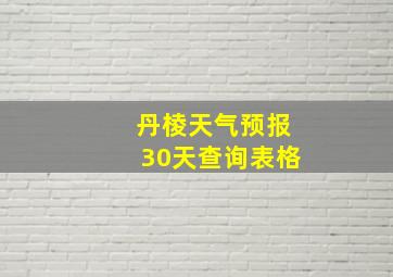 丹棱天气预报30天查询表格