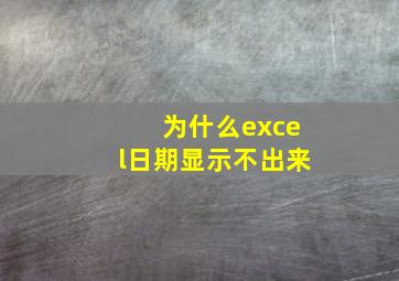 为什么excel日期显示不出来