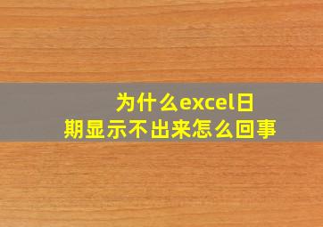 为什么excel日期显示不出来怎么回事