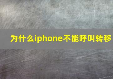 为什么iphone不能呼叫转移