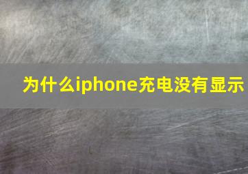 为什么iphone充电没有显示