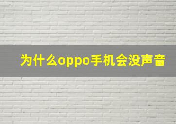 为什么oppo手机会没声音