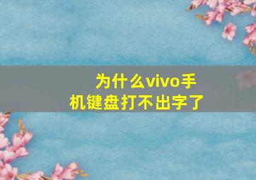 为什么vivo手机键盘打不出字了