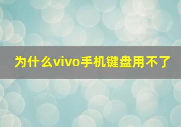 为什么vivo手机键盘用不了