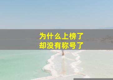 为什么上榜了却没有称号了