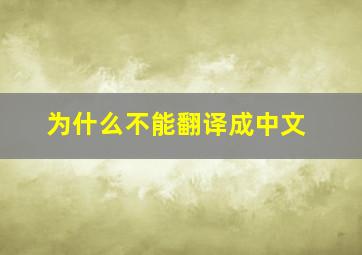 为什么不能翻译成中文