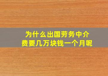 为什么出国劳务中介费要几万块钱一个月呢