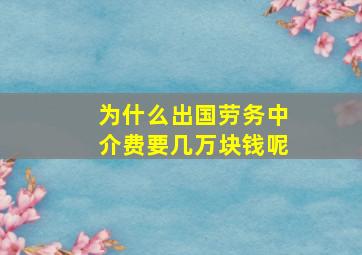 为什么出国劳务中介费要几万块钱呢