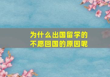 为什么出国留学的不愿回国的原因呢