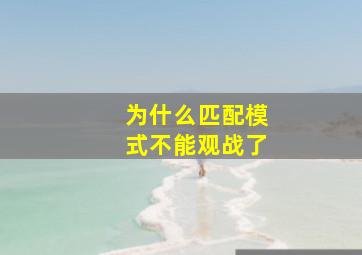 为什么匹配模式不能观战了