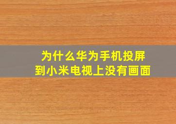 为什么华为手机投屏到小米电视上没有画面