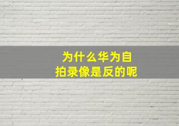 为什么华为自拍录像是反的呢