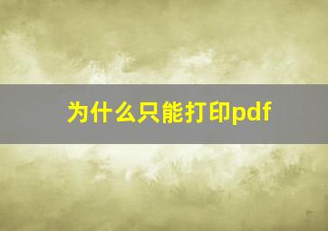 为什么只能打印pdf