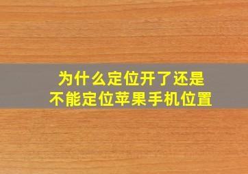 为什么定位开了还是不能定位苹果手机位置