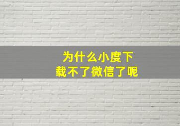 为什么小度下载不了微信了呢