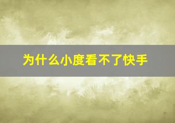 为什么小度看不了快手