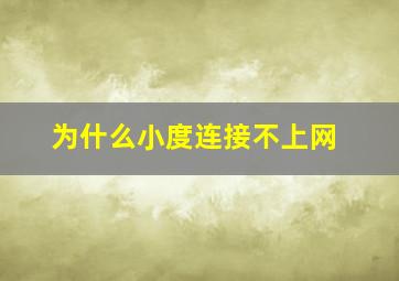 为什么小度连接不上网