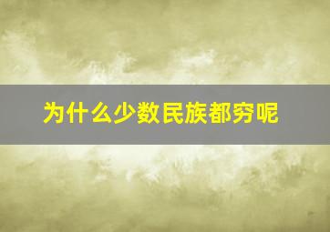 为什么少数民族都穷呢