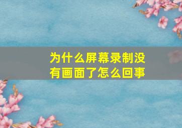 为什么屏幕录制没有画面了怎么回事