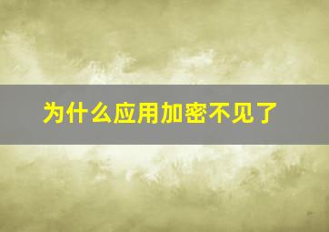 为什么应用加密不见了