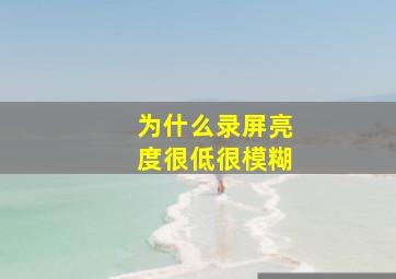 为什么录屏亮度很低很模糊