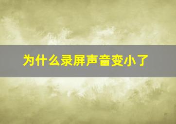 为什么录屏声音变小了