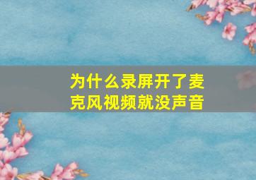 为什么录屏开了麦克风视频就没声音