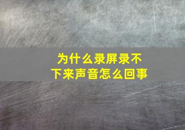 为什么录屏录不下来声音怎么回事