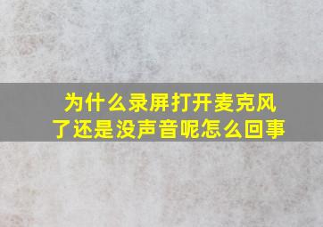 为什么录屏打开麦克风了还是没声音呢怎么回事