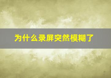 为什么录屏突然模糊了