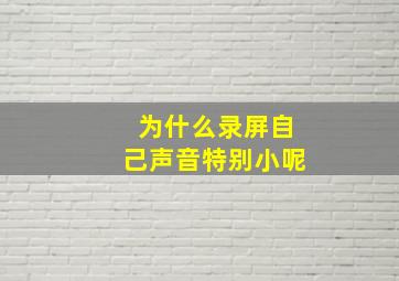 为什么录屏自己声音特别小呢