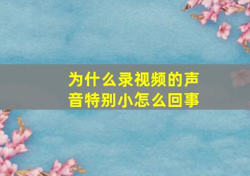 为什么录视频的声音特别小怎么回事