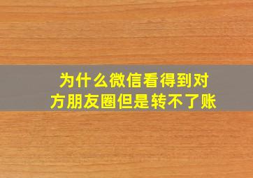 为什么微信看得到对方朋友圈但是转不了账