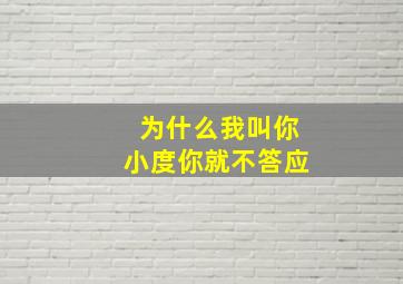 为什么我叫你小度你就不答应