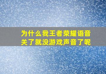 为什么我王者荣耀语音关了就没游戏声音了呢