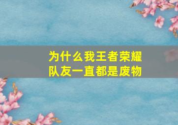 为什么我王者荣耀队友一直都是废物