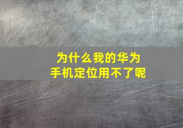 为什么我的华为手机定位用不了呢