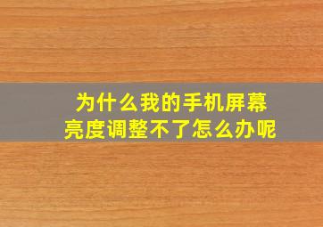 为什么我的手机屏幕亮度调整不了怎么办呢