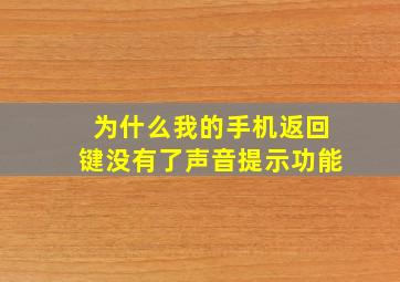 为什么我的手机返回键没有了声音提示功能