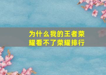 为什么我的王者荣耀看不了荣耀排行