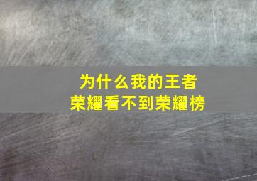 为什么我的王者荣耀看不到荣耀榜