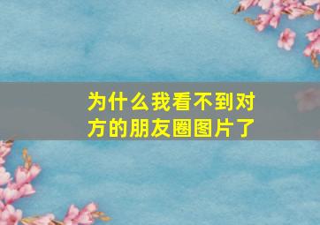 为什么我看不到对方的朋友圈图片了