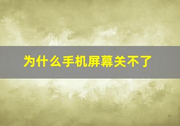 为什么手机屏幕关不了